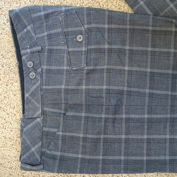 Express Dark Gray Plaid Trousers 8R - Picture 3 of 3